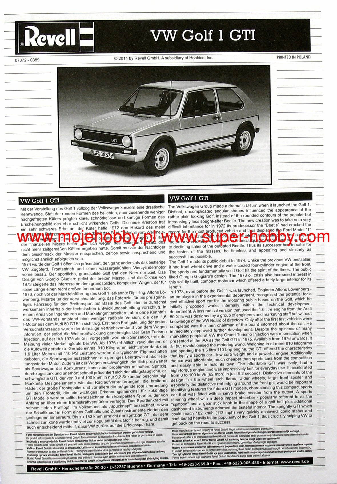 Revell 67072 Model Set VW Golf 1 GTI 9 Revell 67072 Model Set VW Golf 1 GTI - Image 7