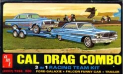 AMT 1/25 Cal Drag Combo 1964 Galaxie AWB Falcon And Trailer 3-In-1 Kit
