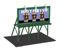 30-90584 O Scale MTH Lighted Billboard-Stop, Look, Listen